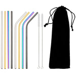 Reusable Metal Straws Set - 8 Pack Stainless Steel with Brush